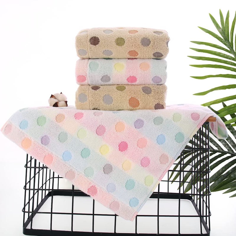 Pidada Hand Towels Set of 2 Colorful Polka Dot Pattern 100% Cotton Soft Absorbent Decorative Towel for Bathroom (Brown) - Image 2